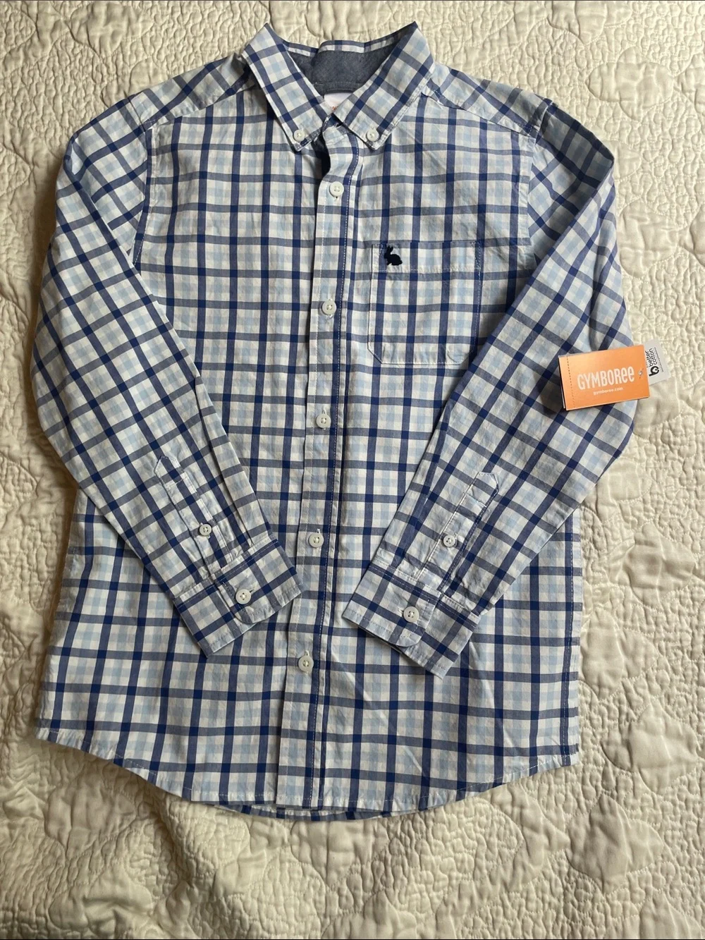 Gymboree White and Blue Plaid Button-Down Shirt